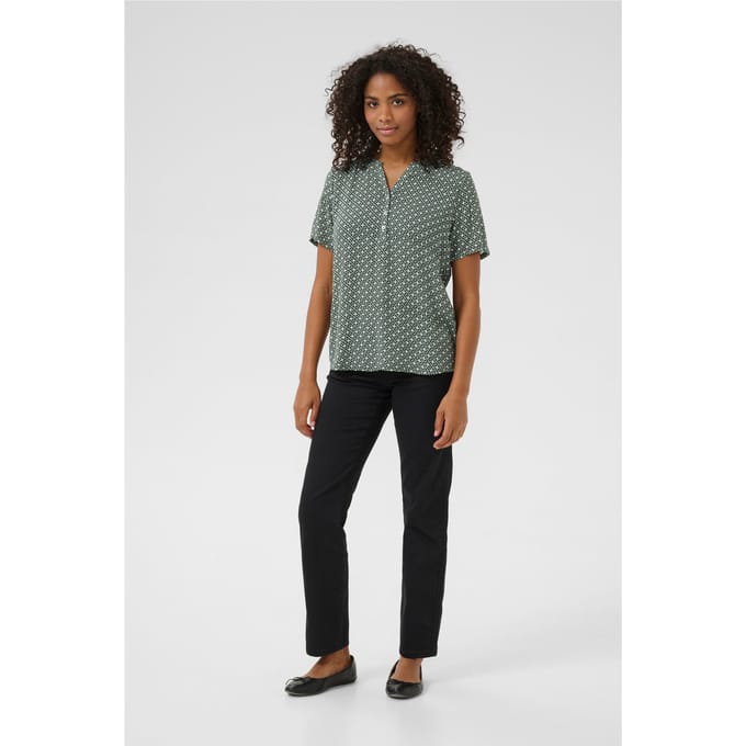 Blouse met korte mouwen Regular fit Grape Leaf dark green