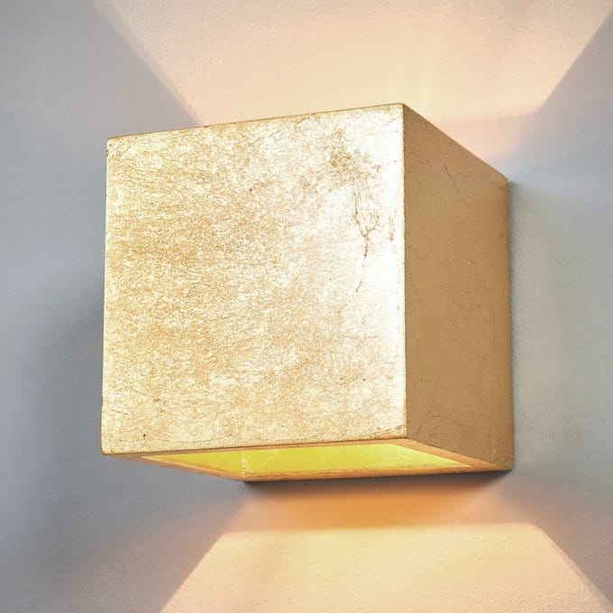 Lindby - wandlamp - 1licht - Gips, metaal - H: 11.5 cm - G9 - goud