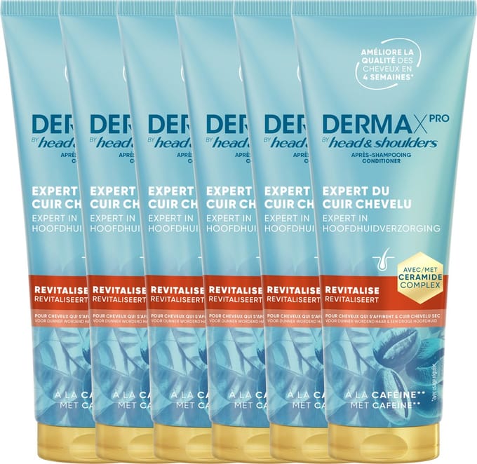 DermaXPro by Head & Shoulders Revitaliserende, Lichte Conditioner - Met Cafeïne - 6 x 220 ml