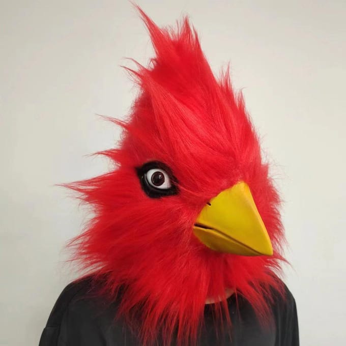 Schattig en speels klein vogelmasker One size fits all adults rood