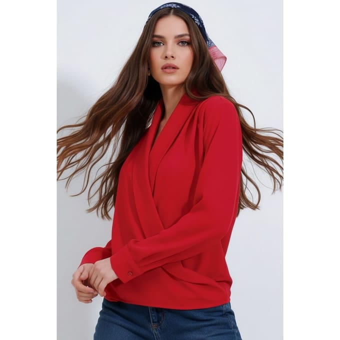 Shawl Kraag Losse Pasvorm Blouse