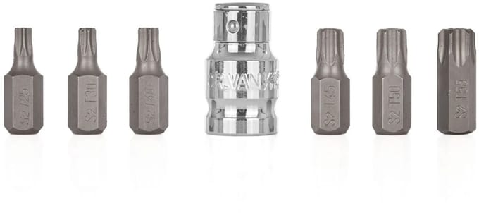 GEKO Torx bitset - 7-delig - S2 staal - T25-T55 - Inclusief adapter