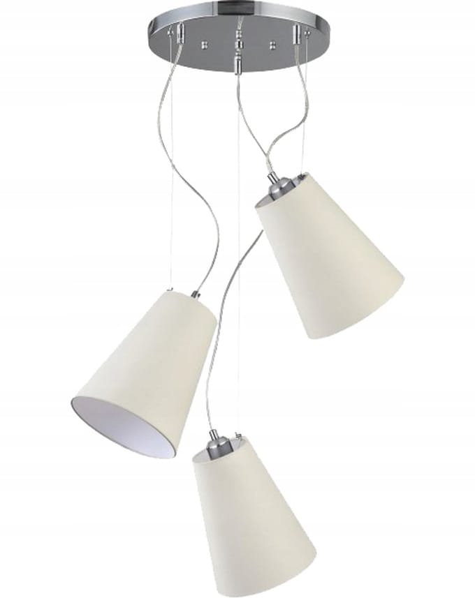 KASEL Hanglamp - 3x E27, 40W, Crième, Stijlvol & Modern