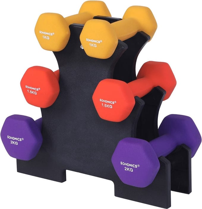 Halterset - Dumbels - Met Houder - Set van 1, 1,5, 2 kg