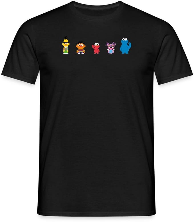 Sesamstraat Pixelontwerp Personages T-Shirt Heren