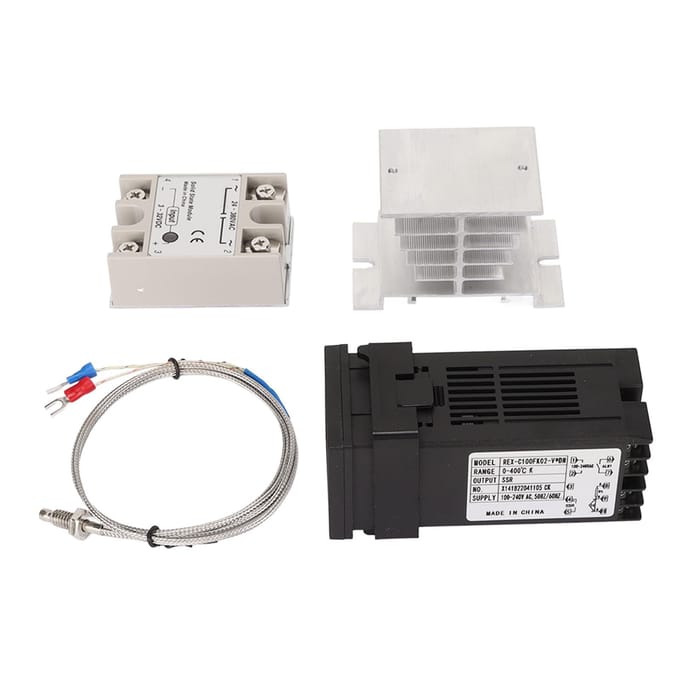 Boerderij Temperatuurregeling Set 100?240V Thermostaat Type K Thermokoppel Koellichaam en Solid State Relais