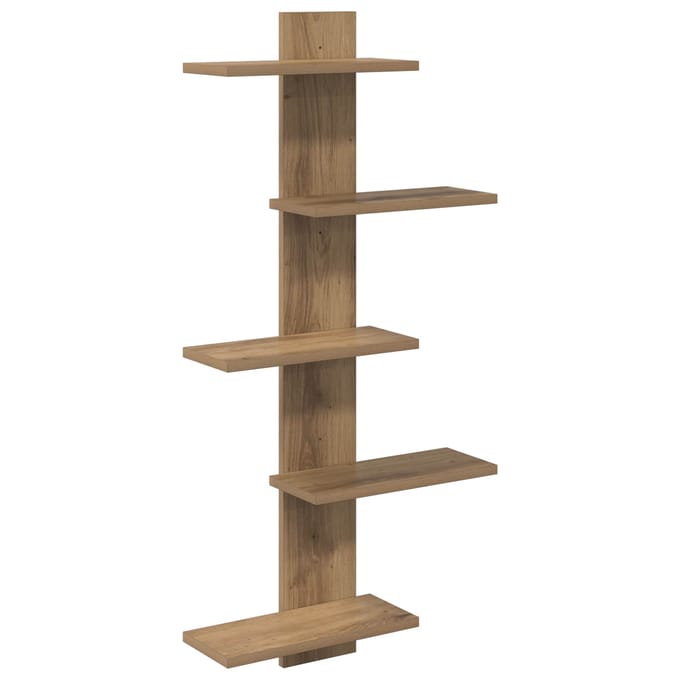 vidaXL - Wandzwevend - Plank - Artisanaal - eiken - 48,5 - x - 15 - x - 101 - cm