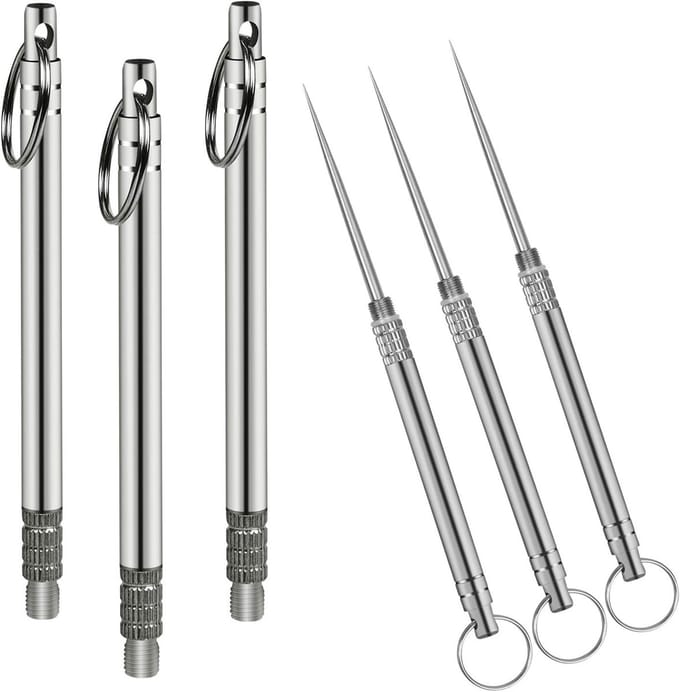 SolidKeus - Set van 3 Draagbare Titanium Tandenstokers