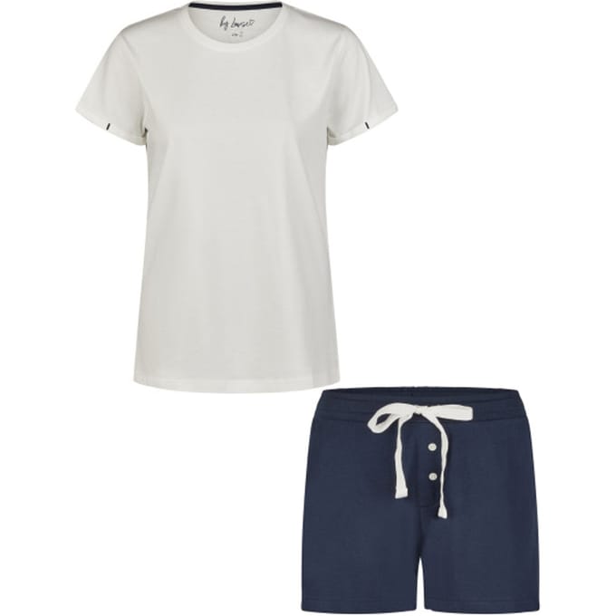 By Louise Essential Dames Korte Pyjama Set Shortama Off-white - Maat XL