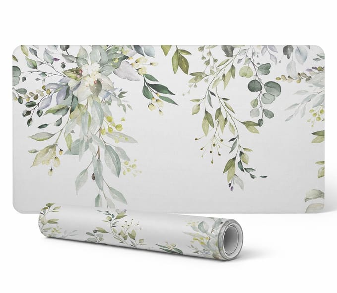 Antislip bureauonderlegger met delicaat bladmotief 90x45 cm