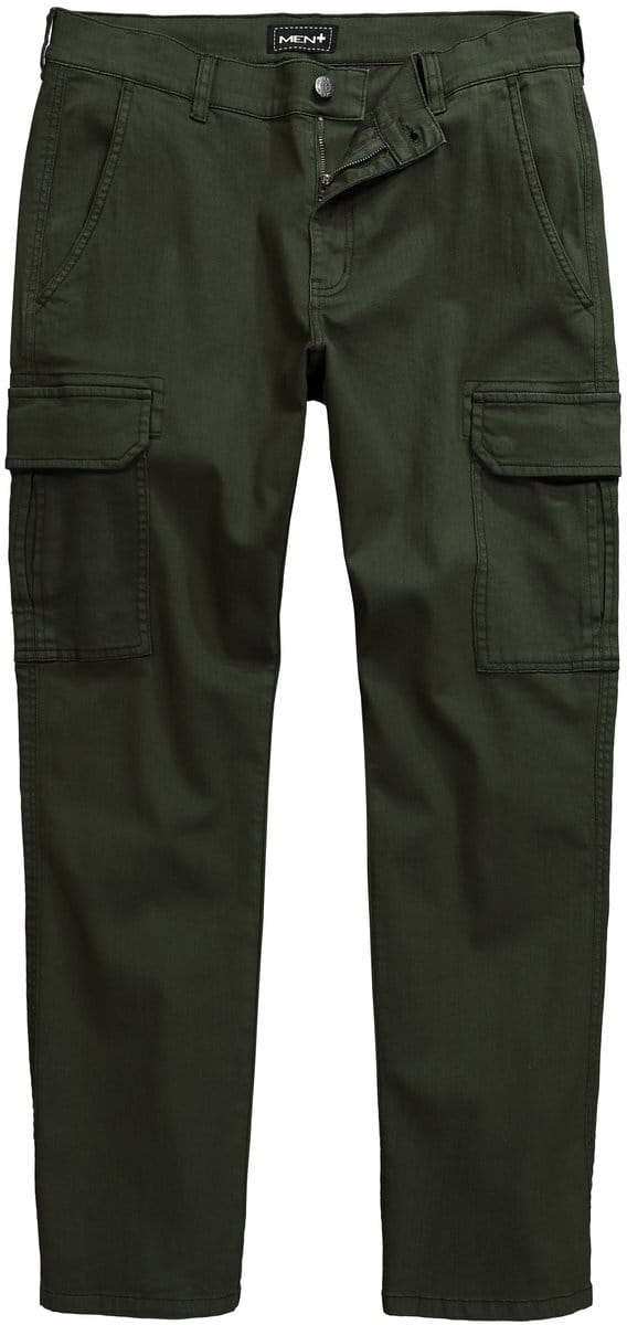 Men Plus - Heren - Cargobroek Buik-Fit Straight Fit - Olijfgroen - Maat 52