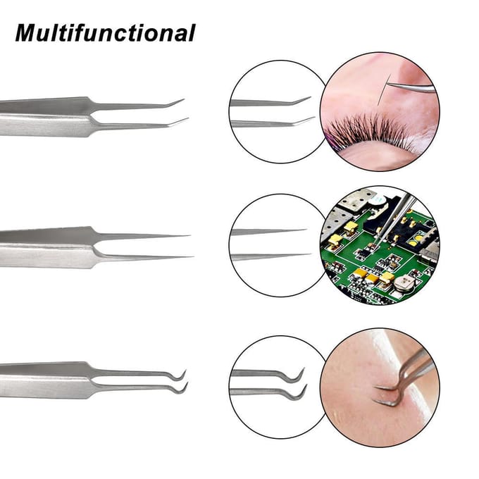 3 stuks acne clip gezichtspuistje comedonentang gebogen rechte mee-eter pincet set roestvrij staal gray