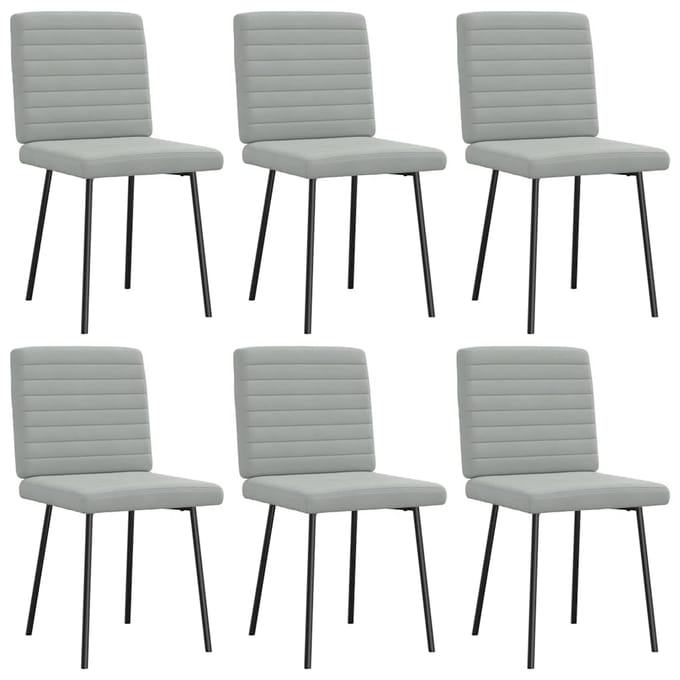 vidaXL - Eetkamerstoelen - 6 - st - fluweel - lichtgrijs