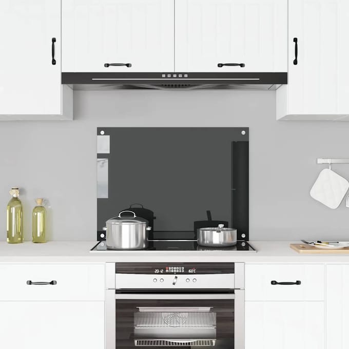 vidaXL - Spatscherm - keuken - 80x60 - cm - gehard - glas - zwart