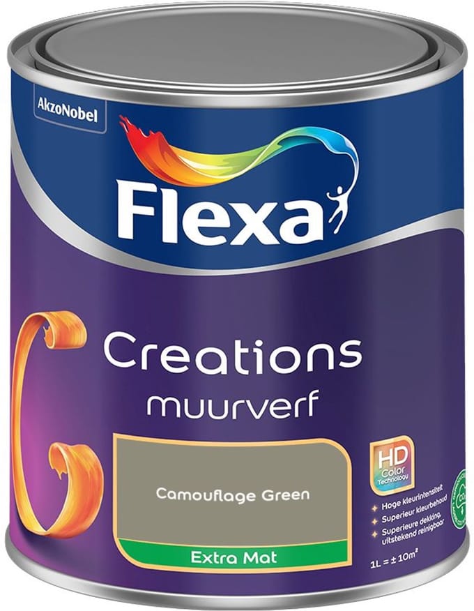 Flexa - Creations Muurverf Extra Mat - Camouflage Green - Mengverf - 1 L