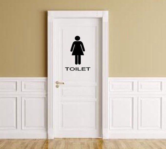 Sticker voor dames toilet silhouette vrouw zwart | Rosami