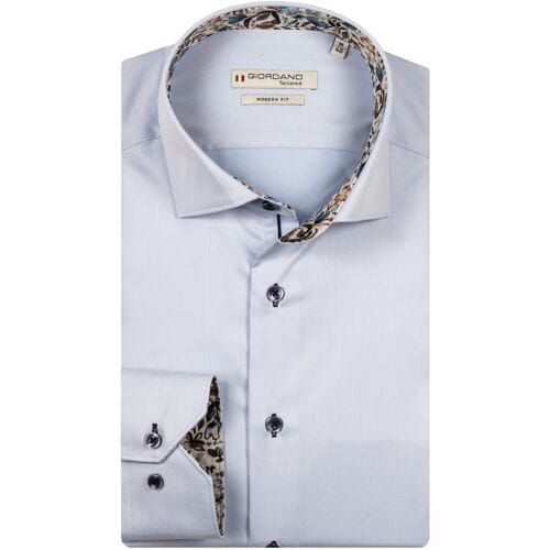 Giordano Overhemd Locarno Semi Cutaway Two-Ply Plain Twill Soft Blue / male