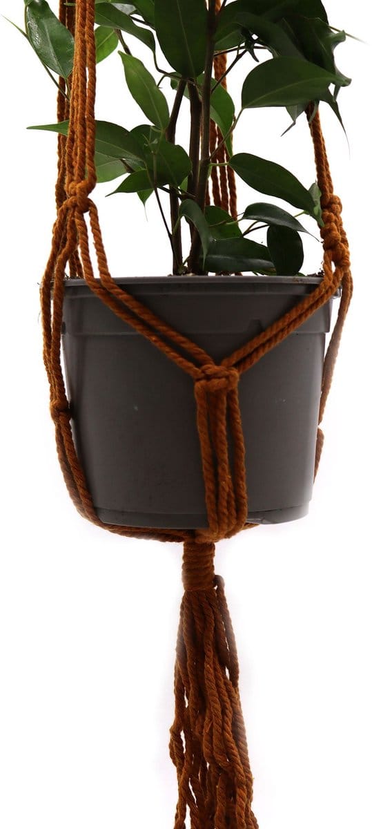 Macramé pannenlap klassiek - chocolade medium pot