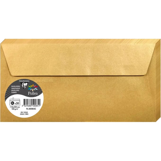 Clairefontaine Pollen enveloppen DL formaat, goud