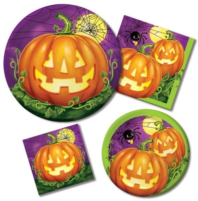 16 kleine Halloween servetten, pompoenlantaarn