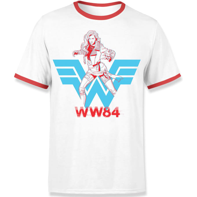 Wonder Woman Barbara Unisex Ringer T-shirt - Wit / Rood - S
