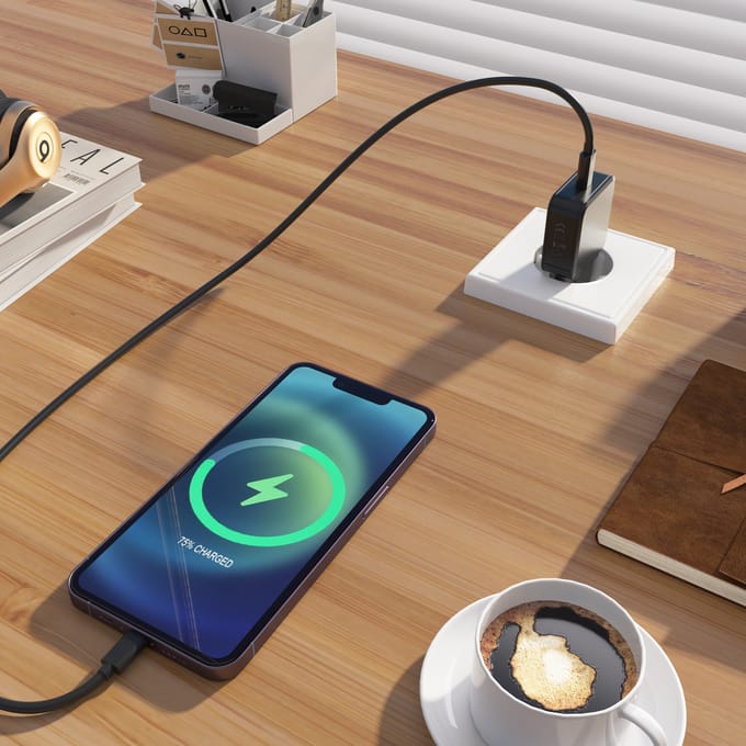Accezz Ultra Slim GaN Oplader - USB-C - 20W - Zwart
