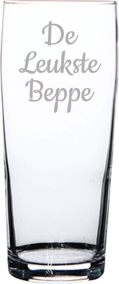 Gegraveerde bierfluitje 19cl De Leukste Beppe