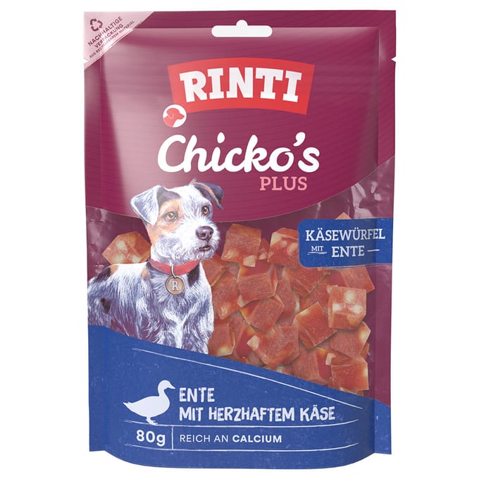 80g Chicko Plus Kaas & Eend Blokjes RINTI Hond