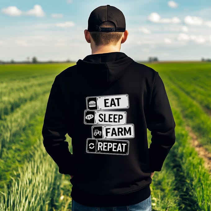 AGRIFANS® Eat Sleep Farm Repeat - Heren Hoodie - L