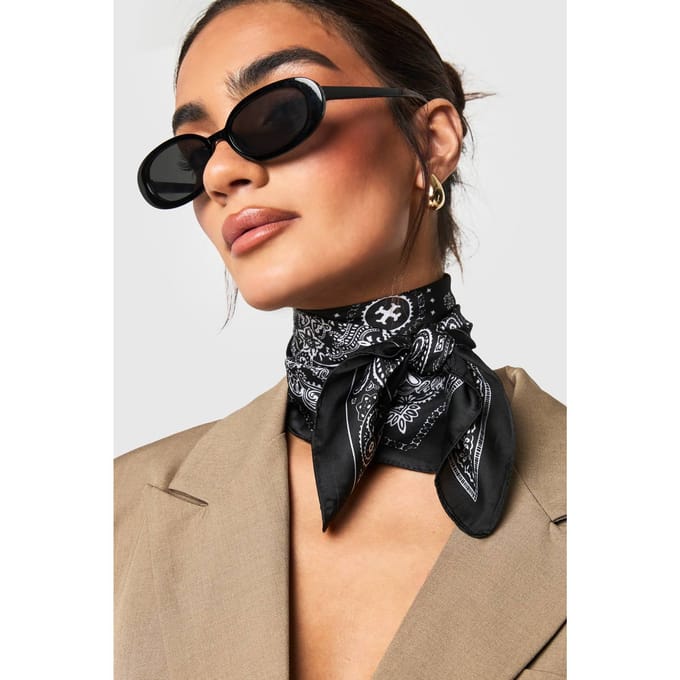 boohoo Dames Paisley hals sjaal | Zwart