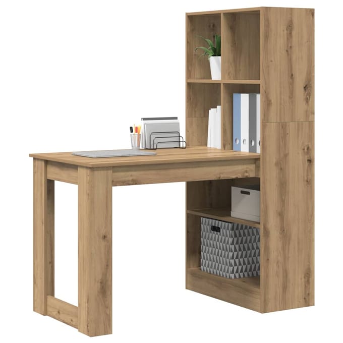 vidaXL - Bureau - Artisan - Eiken - Bewerkt - hout - 122 - x - 67 - x - 145 - cm
