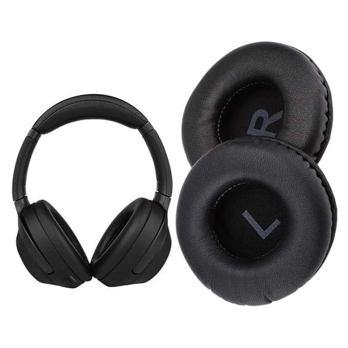 2 stuks 80mm Universele Vervangende Oorkussen met L R Markering voor Oortelefoon Headset black