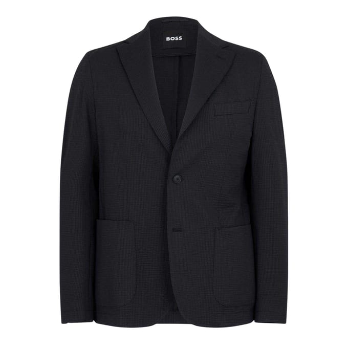 Boss Slanke herenblazer van seersucker (Zwart)
