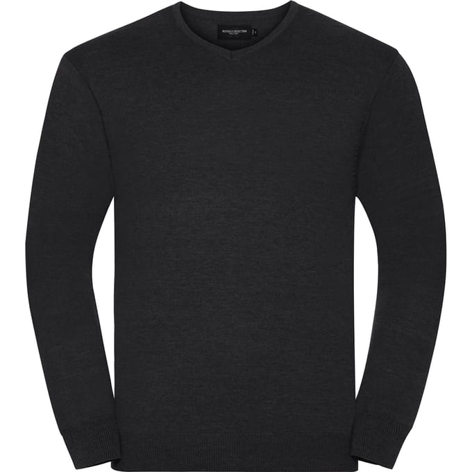 Russell Collection Heren Gebreid V Hals Sweatshirt (Houtskool mergel)