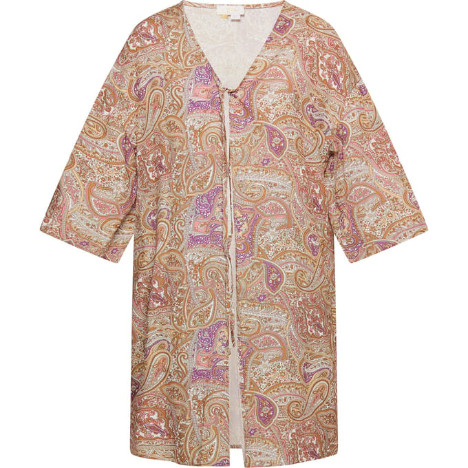 usha Kimono Dames lila veelkleurig