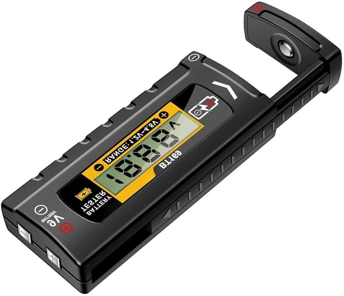 Batterijtester - Volttester - Batterijen Controleren - Digitaal Display - Compact Formaat - Zwart