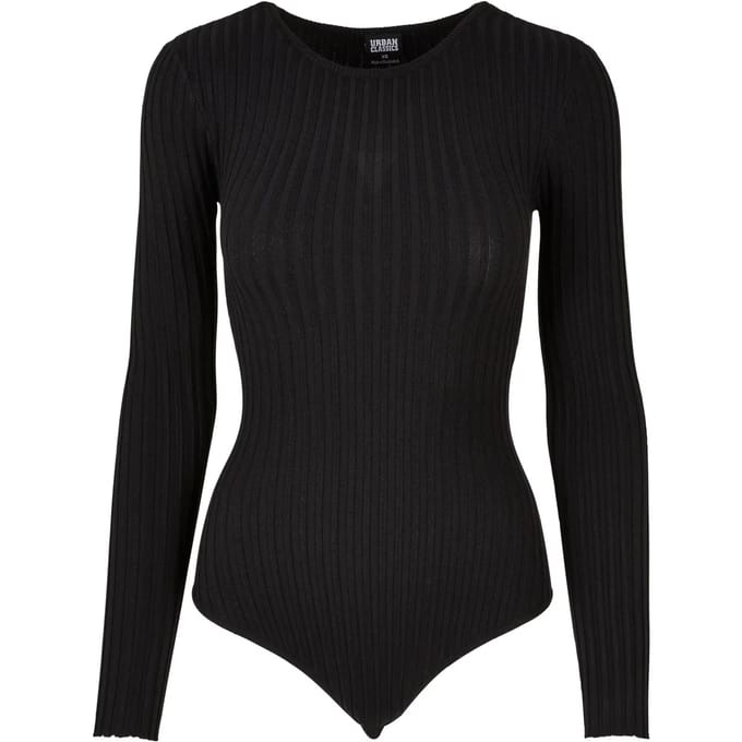 Urban Classics - Rib Knit Longsleeve Bodysuit - 4XL - Zwart