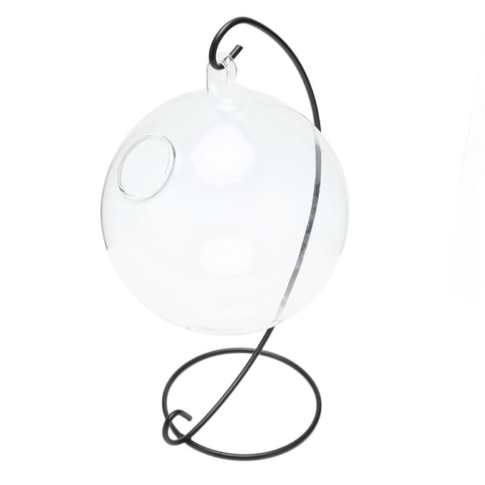 Hangend Glazen Aquarium Transparant Desktop Hangend Glazen Vissenkom met Standaard voor Kantoor Thuis white