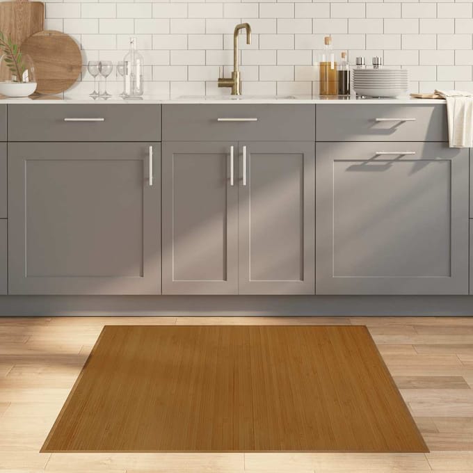 vidaXL - Vloerkleed - vierkant - 100x100 - cm - bamboe - bruin