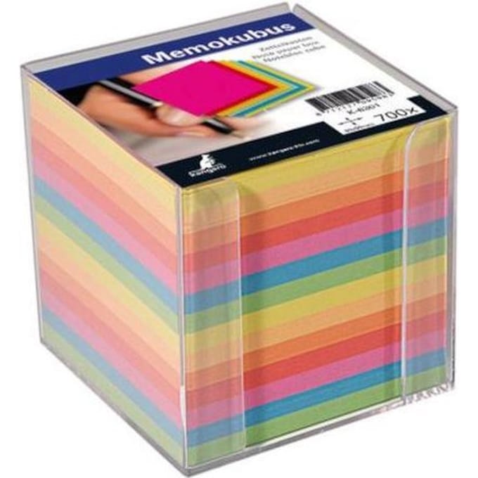 Kangaro memokubus - 9,5x9,5cm - gevuld - 700 vel gekleurd papier