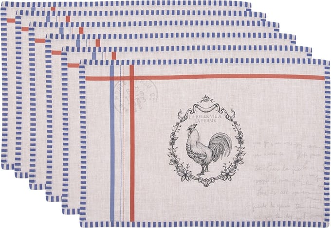 Clayre & Eef Placemats Set van 6 48x33 cm Beige Katoen Haan
