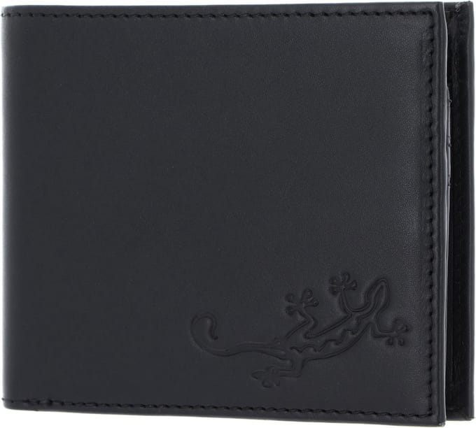 oxmox Leren portemonnee Leather Querscheinbörse Lizard Embossed Black zwart