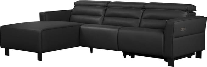 Carpari-Hoekbank - 3-Zits Elec. Relax - Zwart PU