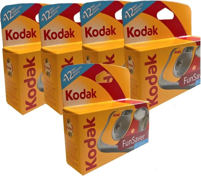 Kodak Fun Saver Wegwerpcamera met Flits 27+12 Opnamen (5 Stuks)