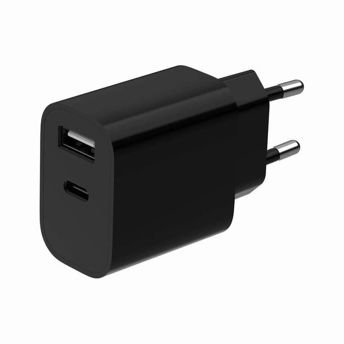 Gembird USB Oplader - 2-Poorts Universele Lader met USB-C en USB-A - 2.4A - Zwart