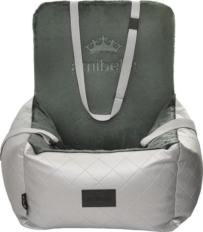 Bella Silver - Autostoel voor hond - 50x50cm - Wasbaar - Hondenmand Auto - Handgemaakt