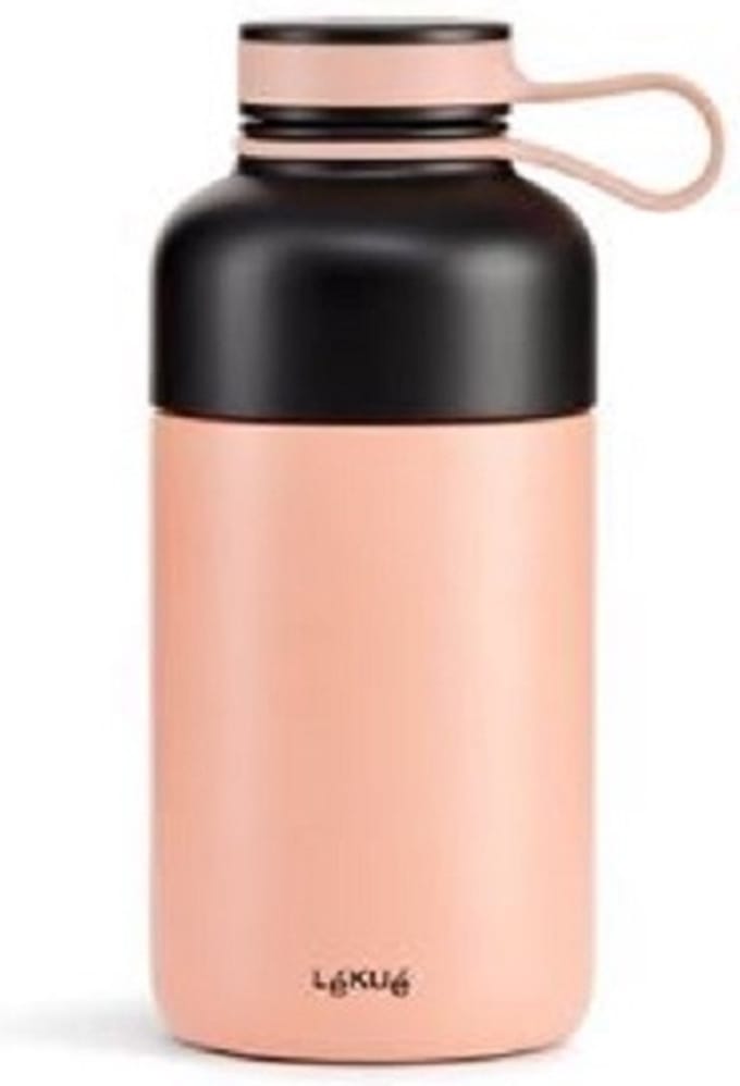 Lékué dubbelwandige isoleerfles uit rvs met filter roze 300ml