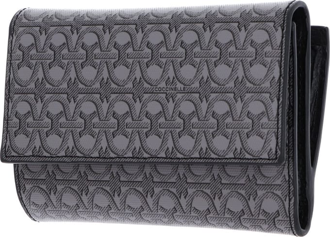 COCCINELLE Portemonnee Metallic Coated Monogram Wallet Multi Noir / Noir Grijs