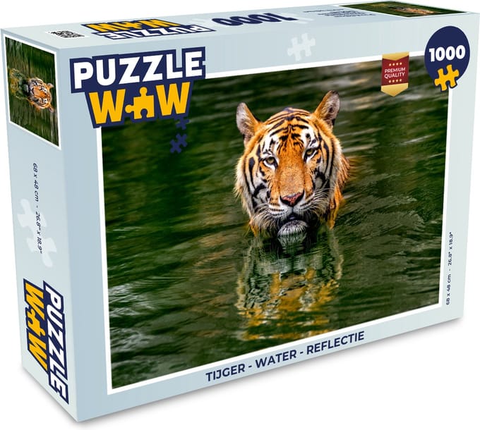 Puzzel Tijger - Water - Reflectie - Legpuzzel - Puzzel 1000 stukjes volwassenen