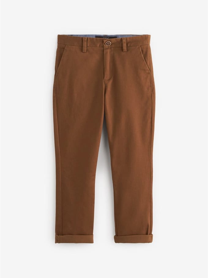 Next - Jongens - Stretch chinobroek met standaard pasvorm - Bruin